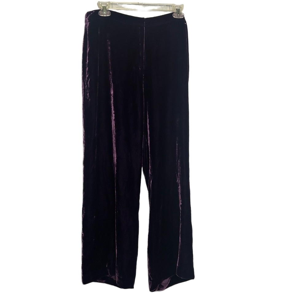 Josephine Chaus Dark Purple Velvet Wide Leg Pants Size 14